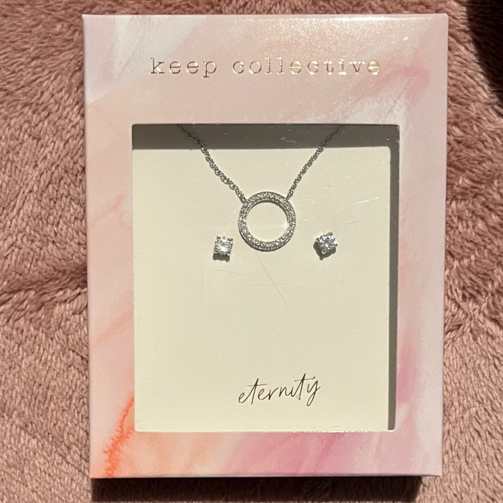 KEEP Collective Circle Necklace + Stud Set Silver Ensemble